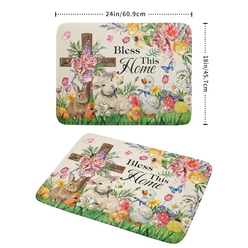 Easter Farmhouse Dish Drying Mat Funny Animal Microfiber Dish Pad for Kitchen Counter Large 18 X24 In (Colorful Farmhouse Animal / 24" x 18")