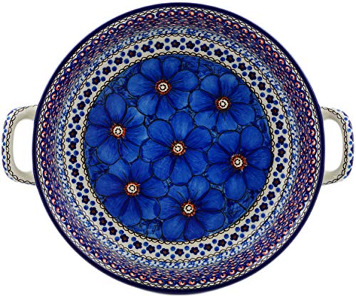 Round Baker with Handles 10 (Cobalt Poppies)