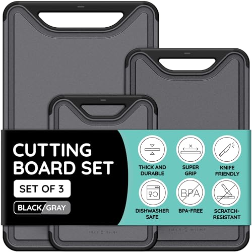 Cutting Boards for Kitchen (Black/Gray / Set of 3 (16"x10", 13"x8", 10"x7"))