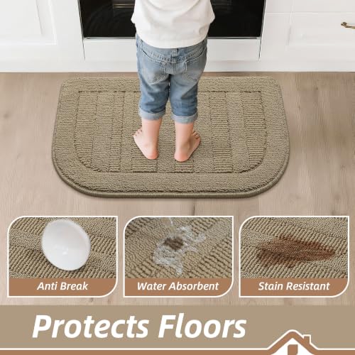 24x40 Inch Kitchen Rugs Non Slip Washable Kitchen Sink Rug (24" x 40" (Semicircular) / Beige)