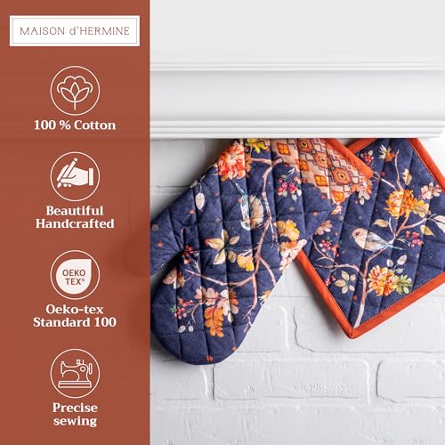 100% Cotton Oven Mitt & Pot Holder Set (020 - Kelim - Infinity / 7.5" x 13" & 8" x 8" (Oven Mitt & Pot Holder))