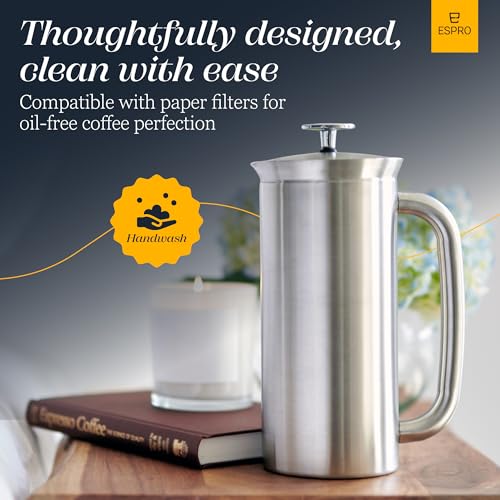 P7 French Press (32 oz / Brushed Stainless Steel)