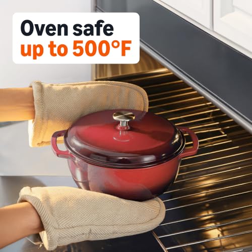 Enameled Cast Iron Dutch Oven Pot with Lid (Red / 4.3-Quart)