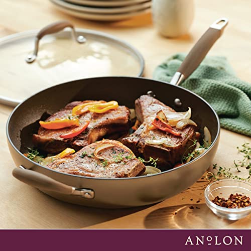 Advanced Hard Anodized Nonstick Deep Frying Pan with Lid (Bronze / Skillet w/ Lid (12-Inch))