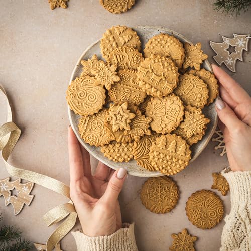 CHRISTMAS 3 Mini Embossed Rolling Pin Set Wooden Laser Engraved Textured rolling pins with Snowflakes