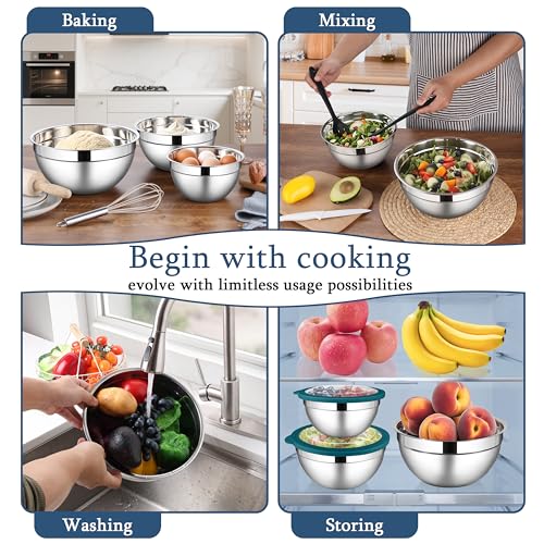 Stainless Steel Metal Mixing Bowls (6 Count)