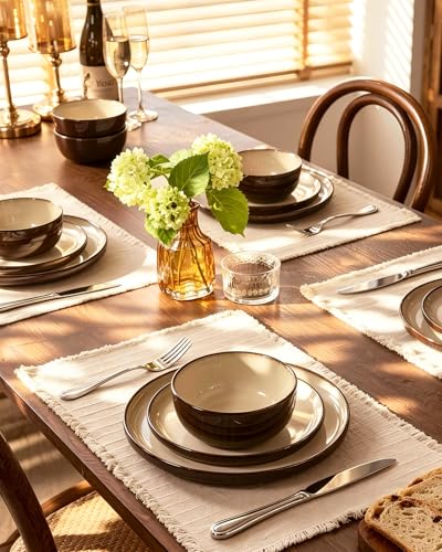 Milkyway 18 Piece Stoneware Dinnerware Set (Light khaki & Cocoa / Service for 6 (Standard Dinner Set))