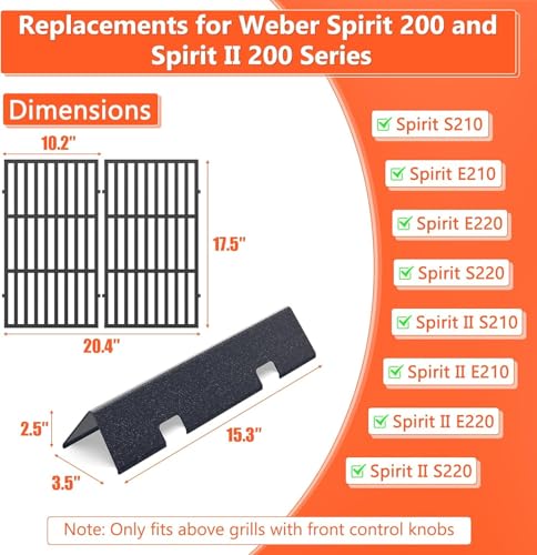 7635 Flavorizer Bars & 7637 Grill Grates for Weber GS4 Spirit II 200 Series (L2 7637+7635)