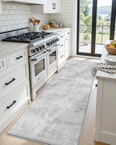Kitchen Floor Mats Cushioned Anti Fatigue Runner (Light Grey / 59"L x 23"W x 0.4"Th)