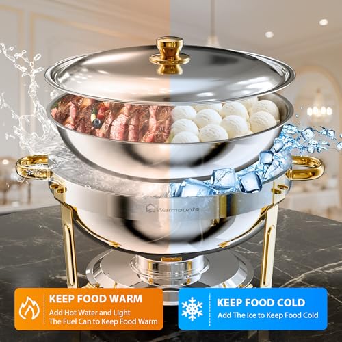Round Chafing Dishes for Buffet (Half Gold)