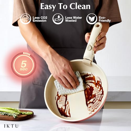Ceramic Pots and Pans Set Non Stick Pink (Pink)