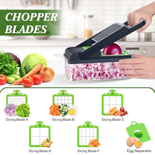 Veggie Chopper Vegetable Cutter (Green / 10 blades)