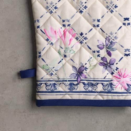 100% Cotton Oven Mitt & Pot Holder Set (015 - Faience / 7.5" x 13" & 8" x 8" (Oven Mitt & Pot Holder))