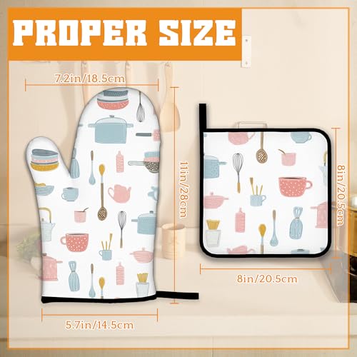 Pink Kitchen Utensil Oven Mitts and Pot Holders Set (4 Count)
