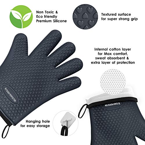 S Silicone Smoker BBQ Gloves (Classic Gray / Small)