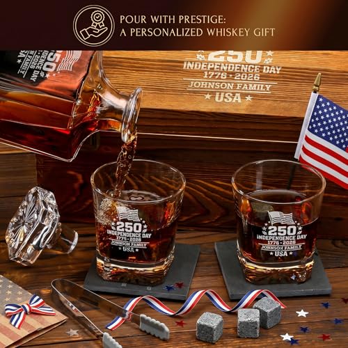 Personalized 250th Anniversary Classic Whiskey Decanter Set