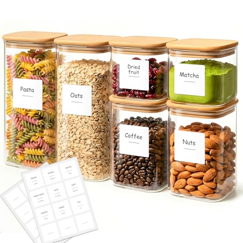 Glass Pantry Storage Containers with Lids 0.6 (1.9Qt*2+1.2Qt*2+0.6Qt*2)