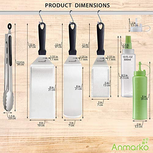 Metal Spatula Set of 6 (Plastic handle set + tongs and bottles)