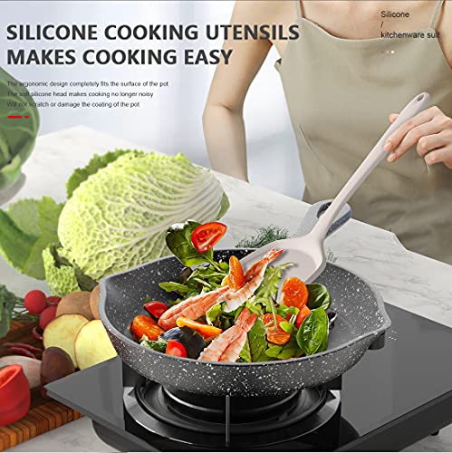 Silicone Cooking Utensils Set (Khaki)