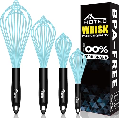 4 Pieces Silicone Whisks Set (Blue)