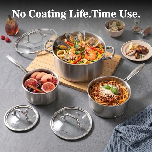 3 Piece Stainless Steel Pots and Pans Set (3 set)