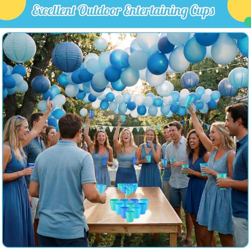 36 Pcs Kids Plastic Cups 8 oz Drinking Toddler Cups (Blue)