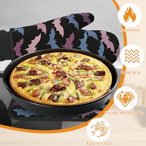 Colorful Bats Oven Mitts and Pot Holders Set (4 Count)