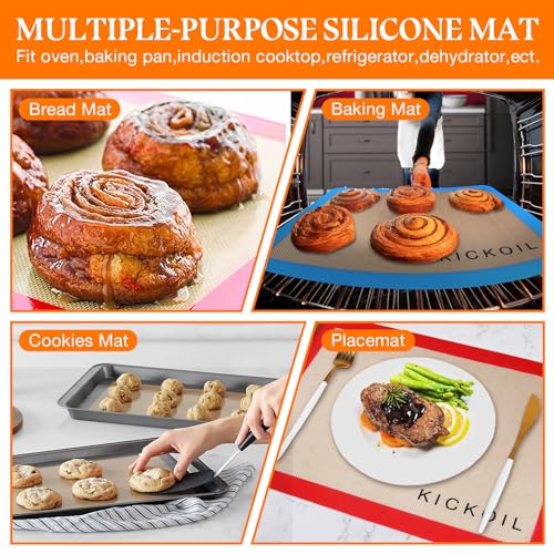 Silicone Baking Mats Set of 3 (2 Half Sheet + 1 Quarter Sheet)