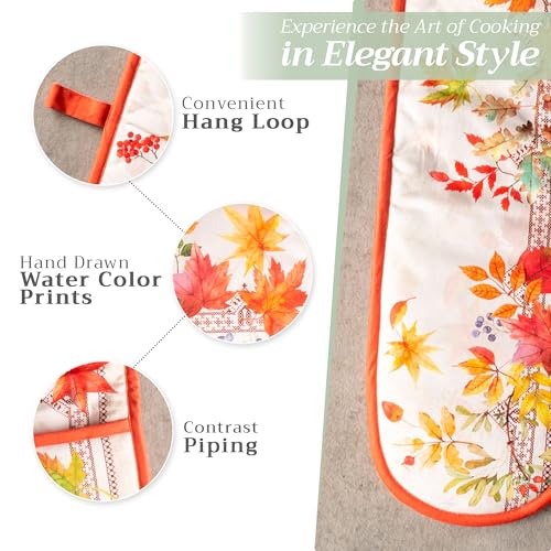 Double Oven Mitts 100% Cotton Double Oven Glove (056 - Amarante / 7" x 35" (Double Oven Mitt))