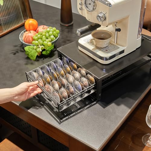Coffee Pod Drawer Holder for Nespresso Vertuo Pods (40 Pods Nespresso / Black)