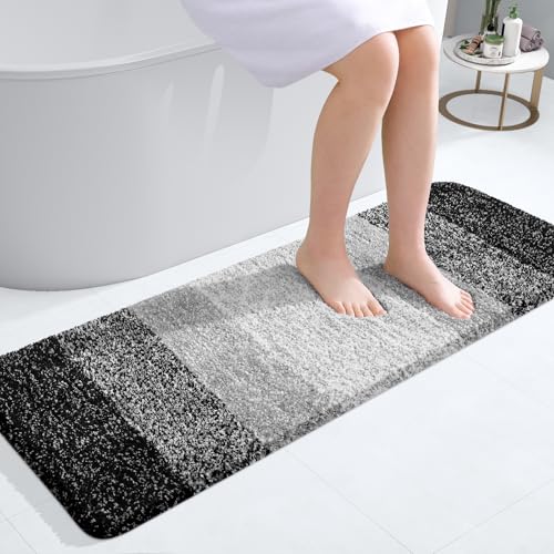 Bathroom Runner Rug 47x17 (47" X 17" / Black)