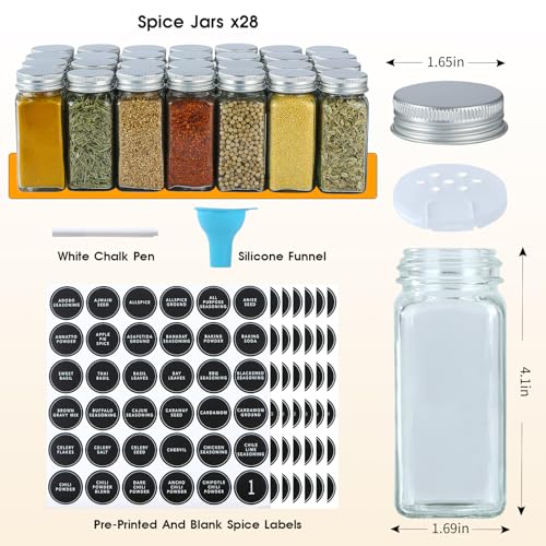 Spice Rack Organizer with 28 Spice Jars