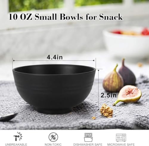 Mini Wheat Straw Bowls Set of 8 (10 oz / Black & Gray)