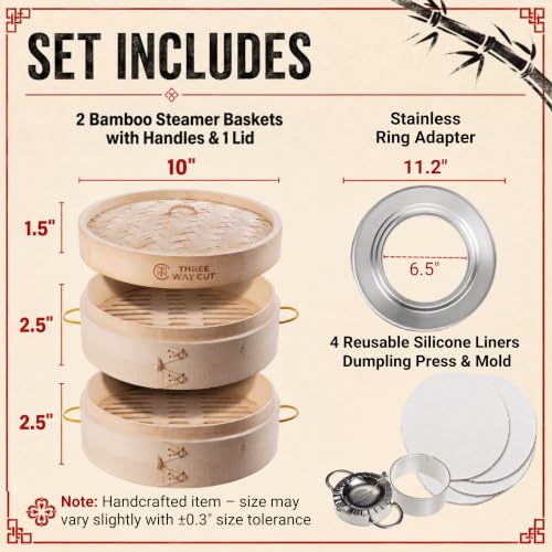 10" Extra Deep Bamboo Steamer (5 Piece Set)