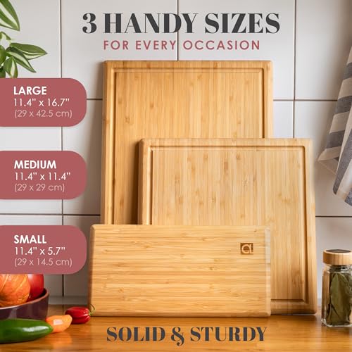 Chorus Bamboo Cutting Board Set with Juice Groove (Straight Chic Bamboo)