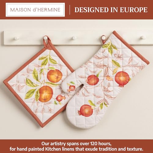 100% Cotton Oven Mitt & Pot Holder Set (128 - Vintage Harvest / 7.5" x 13" & 8" x 8" (Oven Mitt & Pot Holder))