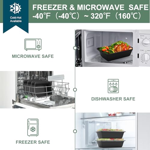 50 Pack (100-Piece) Meal Prep Containers 24 oz, Leakproof Plastic Food Storage Containers with Lids, Disposable To Go Food Containers, BPA-Free, Stackable, Microwave, Dishwasher & Freezer Safe (24oz50pack)