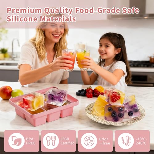 Large Silicone Ice Cube Tray Set of 3 (Green+Pink+Purple)