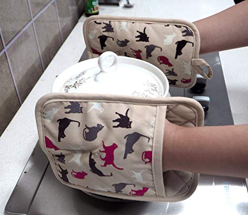 Pot Holders Set of 2 (Cat, Khaki Potholders)