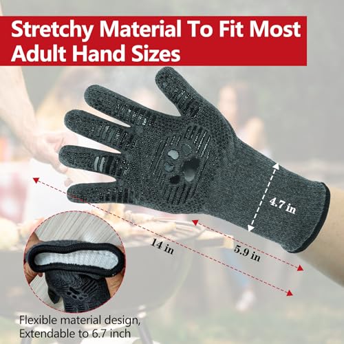 Lengthen BBQ Gloves (Bear Paw- Dark Grey / Long)