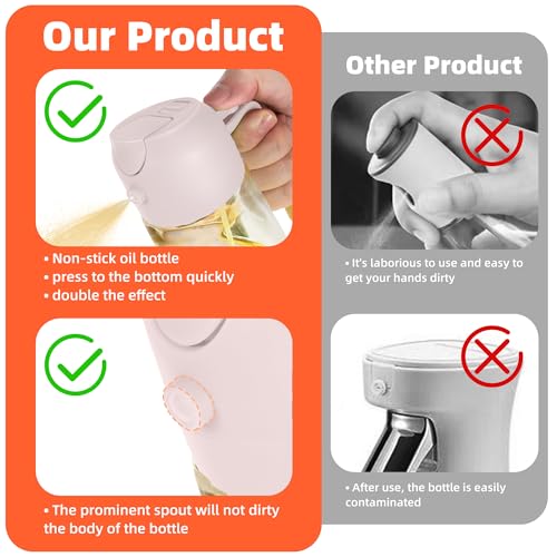 16oz 470ml Glass Olive Oil Sprayer for Cooking (Peach)