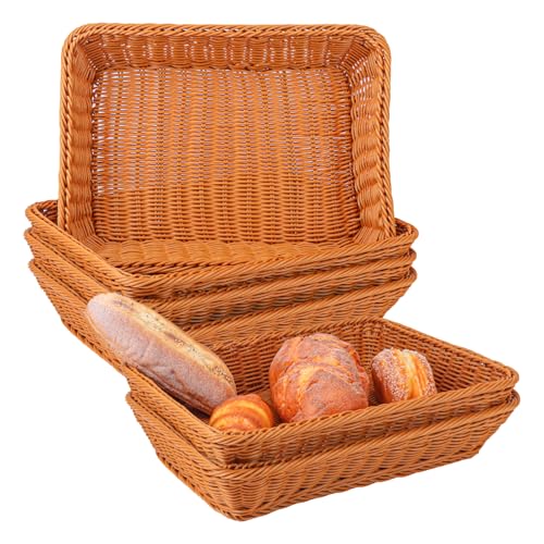 6 Pack 16 Inch Brown Wicker Bread Basket (6 Pack 16 Inch Brown)