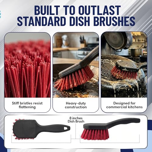 8 Inch Pot & Dish Kitchen Scrub Brush for Heavy