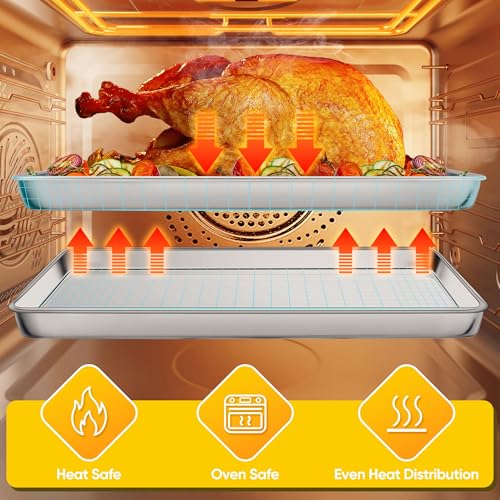 3 Pack 18x13 Inch Stainless Steel Baking Half Sheet Set (17.5x13x1)