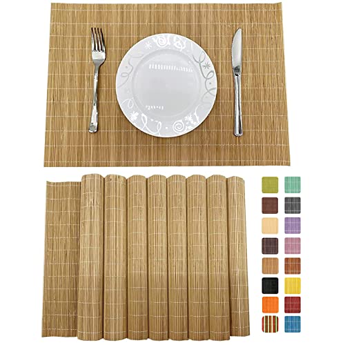 Set of 8 Pcs Bamboo Placemats Sushi Rolling Mat Japanese Style Natural Anti (Brown / Set of 8)