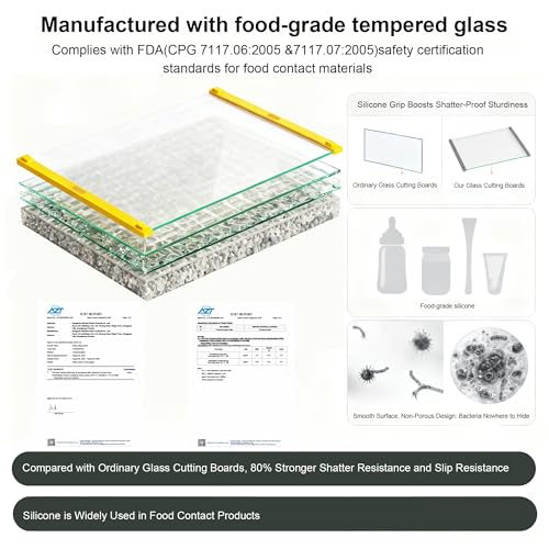 Tempered Glass Cutting Board for Kitchen (Yellow)