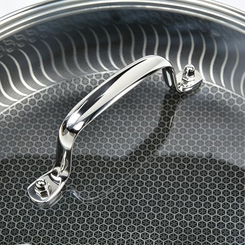 13 IN Glass Lid with Stainless Steel Handle (13 in (12.48in- 13.07in) / Silvery Handle)