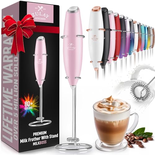 Zulay Powerful Milk Frother for Coffee with Upgraded Titanium Motor (Innocent Pink / OG Frother)