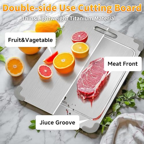 13"*9" Pure Titanium Cutting Board with Groove and Silicone Corner