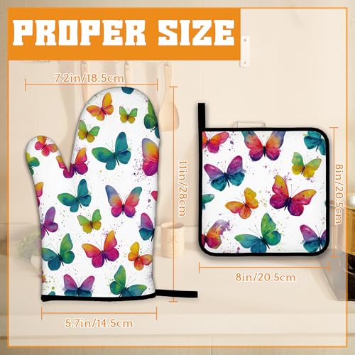 Colorful Butterfly Oven Mitts and Pot Holders (4 Count)